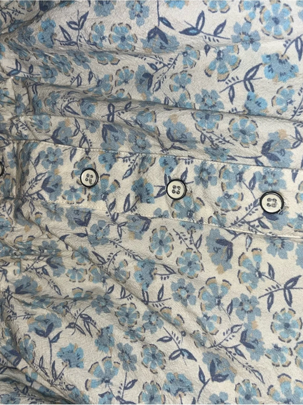 Free People Blue Floral Button Front Peasant Top
